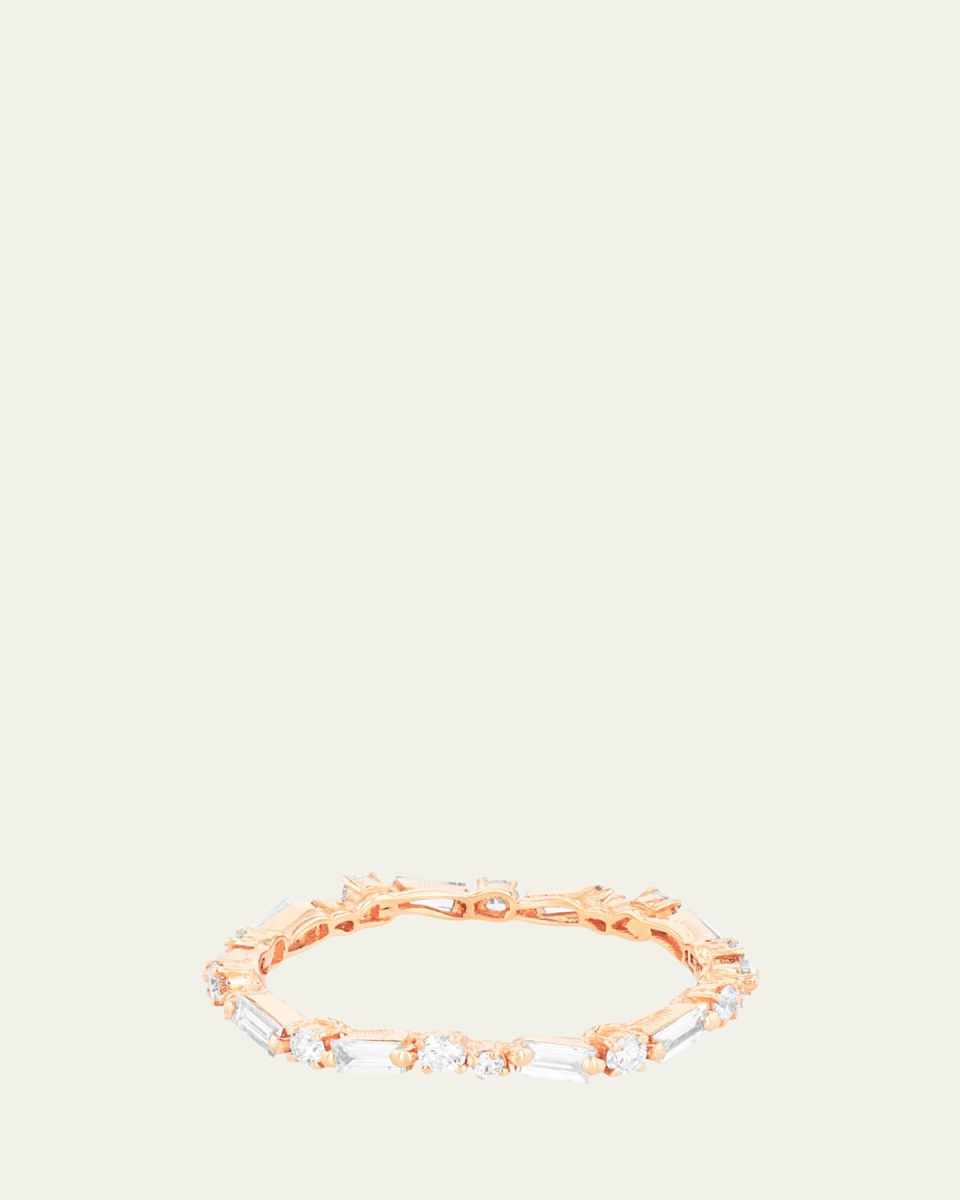 18K Rose Gold Fireworks Thin Mix Eternity Band Ring